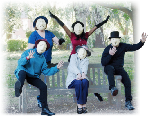 Photo of group on bench with Trestle Masks